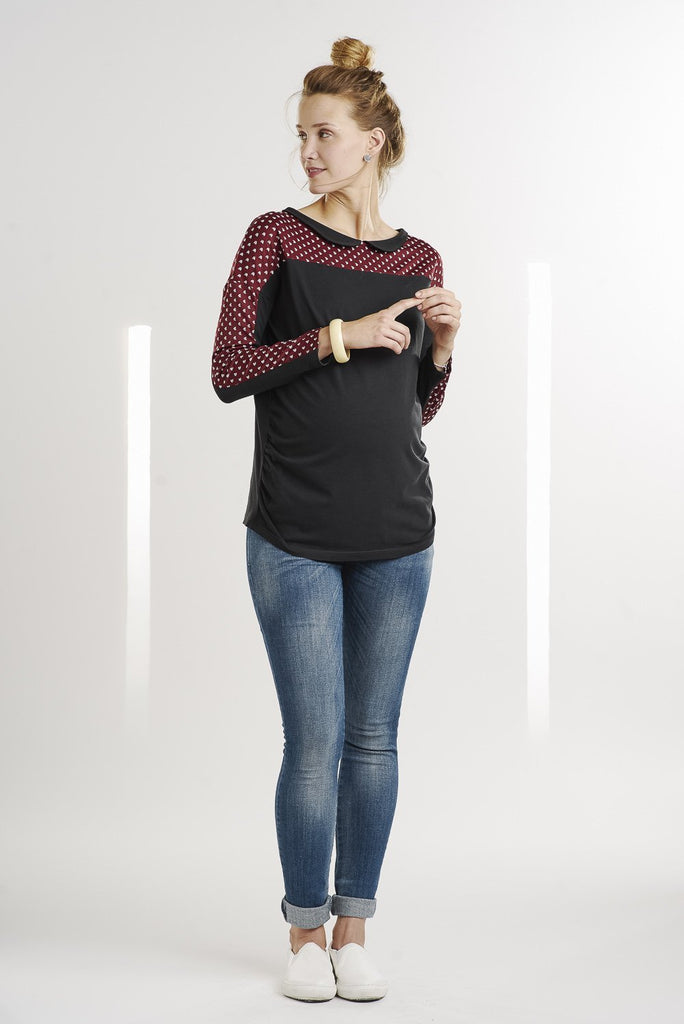 Col Claudine Wear a Story Burgundy-Haut manches longues-Tale Me