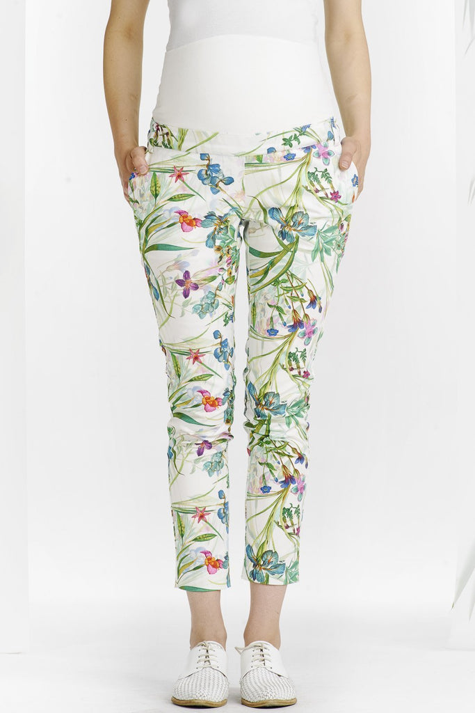 Pantalon Coupe Droite Fleuri Tropical-Pantalon-Tale Me