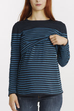 Pull Grossesse et Allaitement Rayé noir/bleu-Pull-Tale Me