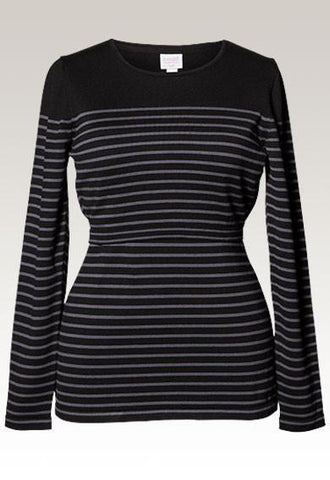 Pull Grossesse et Allaitement Rayé Noir/Gris-Pull-Tale Me