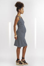 Robe D'Allaitement Bleu Nuit À Rayures Blanches-Robe-Tale Me