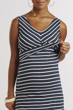 Robe D'Allaitement Bleu Nuit À Rayures Blanches-Robe-Tale Me