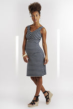 Robe D'Allaitement Bleu Nuit À Rayures Blanches-Robe-Tale Me