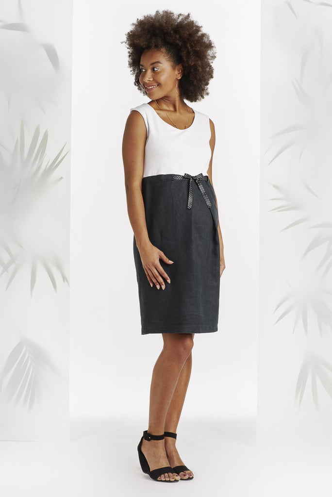 Robe Droite Chic Lin Noir-Robe-Tale Me