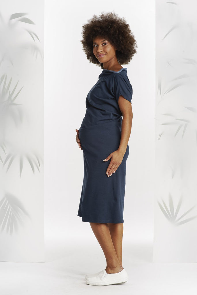 Robe Klainod Bleu Foncé avec Liseré Gris-Robe-Tale Me