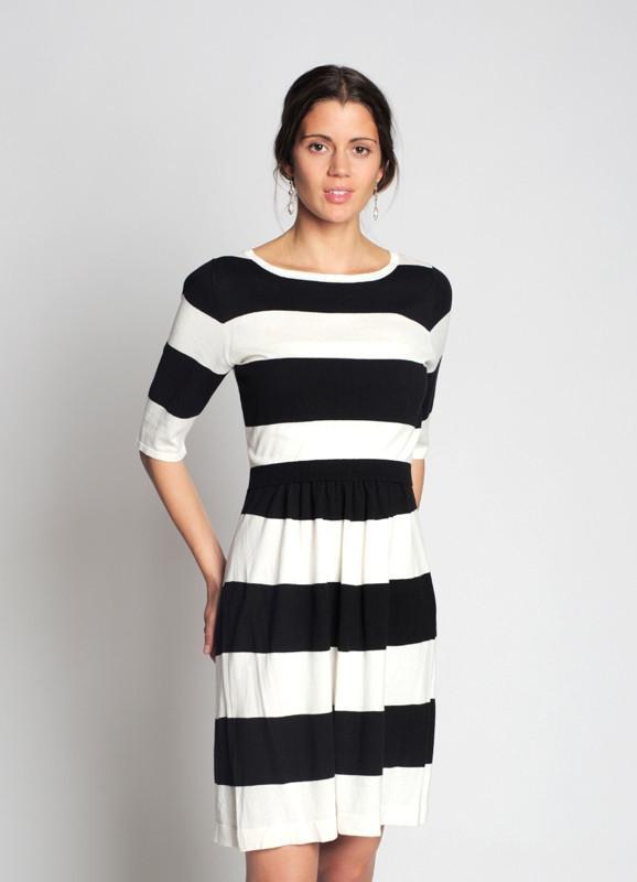Robe Rayée Noir et Blanc d'Allaitement et Grossesse-Robe-Tale Me