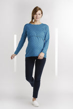 Sweat Grossesse et Allaitement Bleu à Pois-Haut manches longues-Tale Me