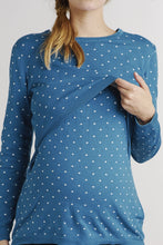 Sweat Grossesse et Allaitement Bleu à Pois-Haut manches longues-Tale Me