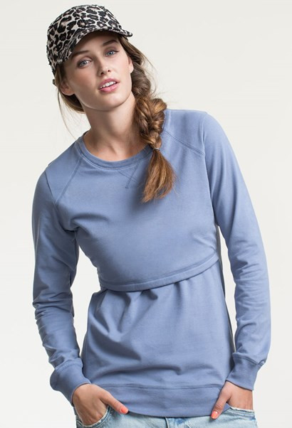 Sweat Grossesse et Allaitement Bleu Encre-Haut manches longues-Tale Me