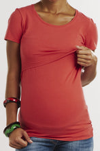 T-shirt de Grossesse et Allaitement Corail-Haut manches courtes-Tale Me