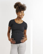T-shirt de Grossesse et Allaitement Noir-Haut manches courtes-Tale Me