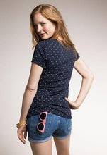 T-shirt Grossesse et Allaitement Bleu Nuit à Pois Crème-Haut manches courtes-Tale Me