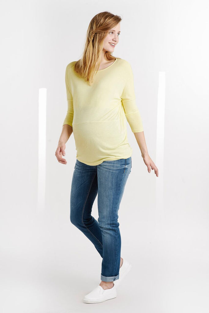 T-shirt Jaune Manches 3/4-Haut manches longues-Tale Me