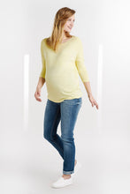 T-shirt Jaune Manches 3/4-Haut manches longues-Tale Me