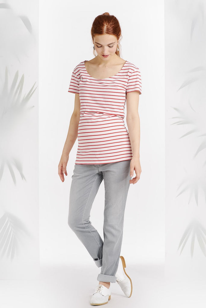 T-shirt Simone Rayé Rouge-Haut manches courtes-Tale Me