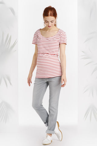 T-shirt Simone Rayé Rouge-Haut manches courtes-Tale Me