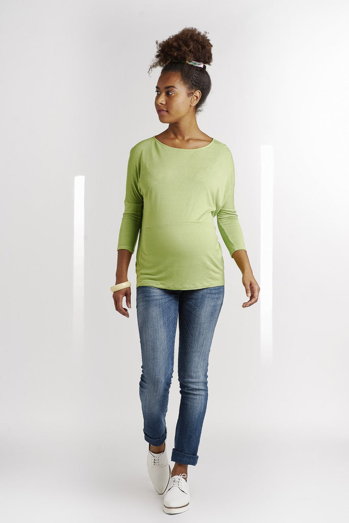 T-shirt Vert Pomme Manches 3/4-Haut manches longues-Tale Me