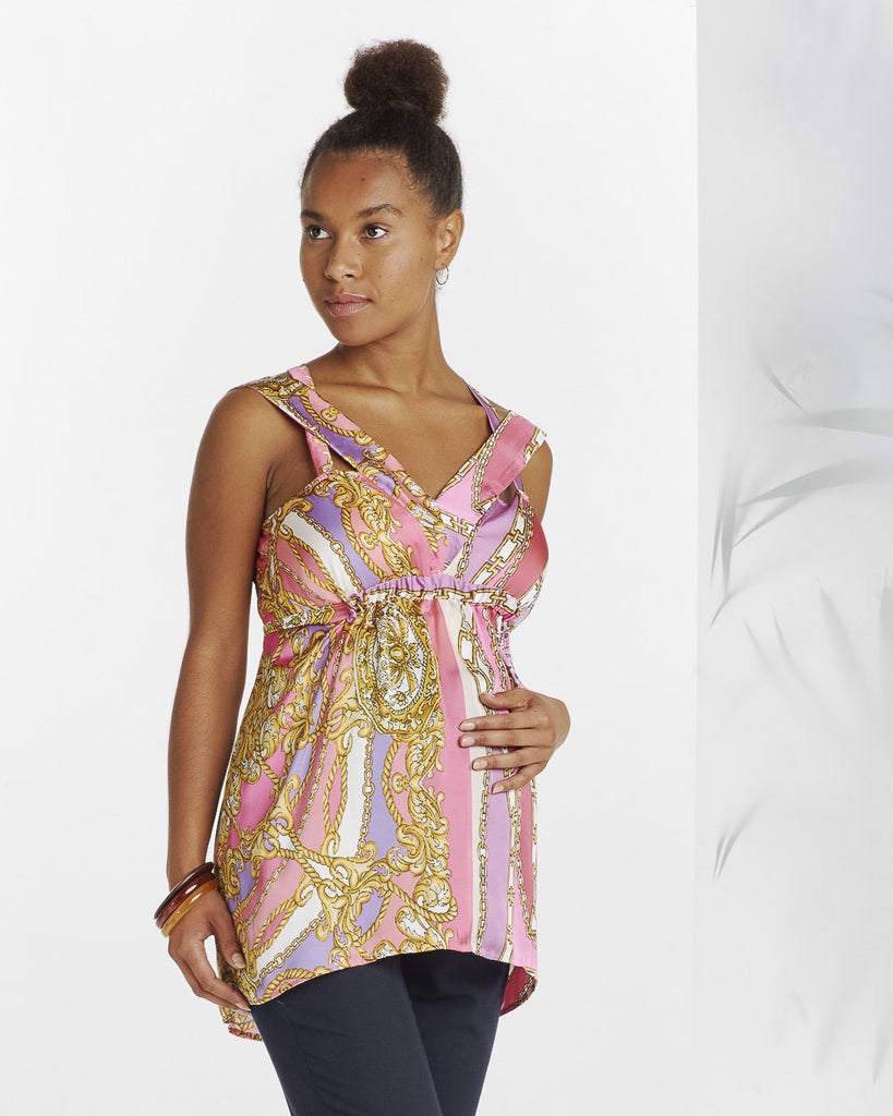 Top Foulard Rose-Haut manches courtes-Tale Me