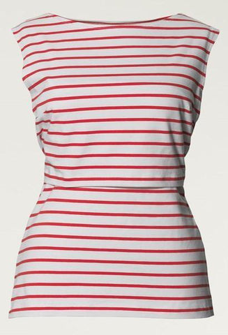 Top Sans Manches Simone Rayé Rouge-Haut manches courtes-Tale Me